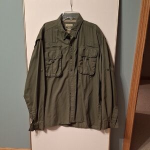 Olive Green Outdoor Button Down Long Sleeve Shirt